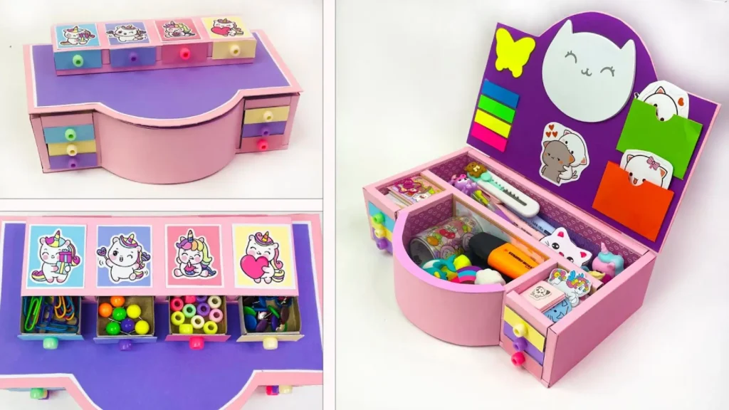 آموزش ساخت جامدادی رومیزی کیوت و دخترانه طرح یونیکورن