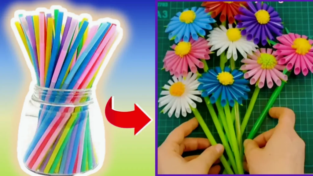 راهنمای ساخت گل با نی نوشابه دور ریختنی