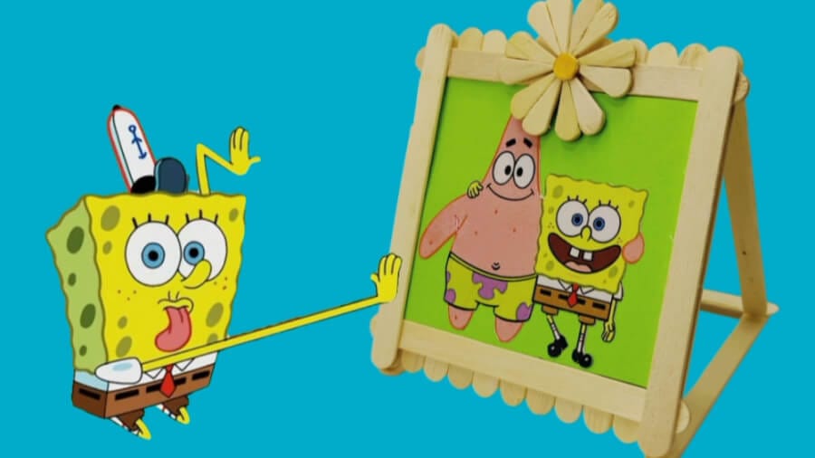 آموزش ساخت کاردستی قابل عکس باب اسفنجی با چوب بستنی