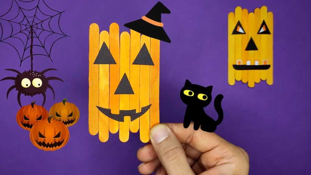 آموزش کاردستی ساده و ترسناک با چوب بستنی برای جشن هالووین