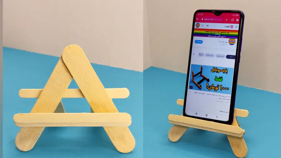 آموزش ساخت هولدر موبایل با چوب بستنی ساده به تعداد کم ، یک کاردستی خلاقانه و کاربردی بساز...