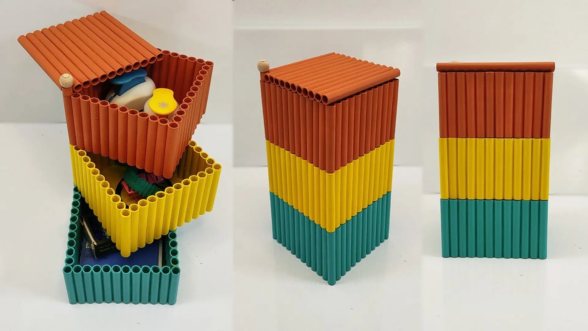 آموزش ساخت کاردستی خلاقانه با استفاده از کاغذ باطله: باکس نظم دهنده چرخشی