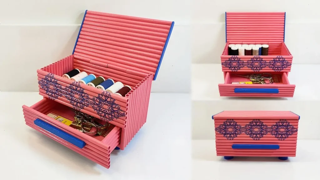 فیلم آموزش ساخت کاردستی دخترانه کاربردی با استفاده از کاغذ باطله و دور ریختنی - نظم دهنده میز تحریر دخترانه