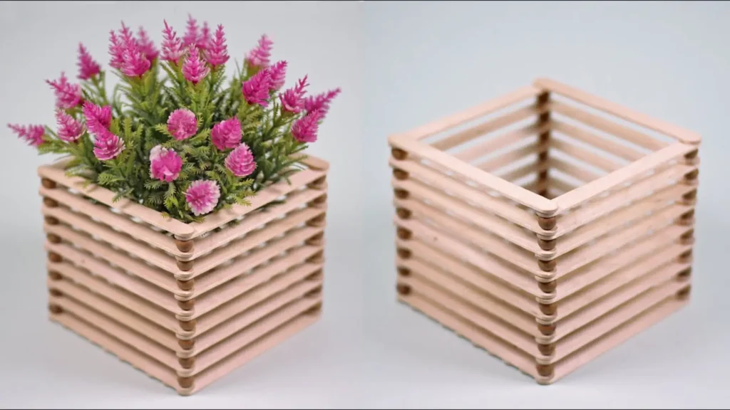 فیلم آموزش ساخت کاردستی گلدان دکوری با استفاده از چوب بستنی ساده
