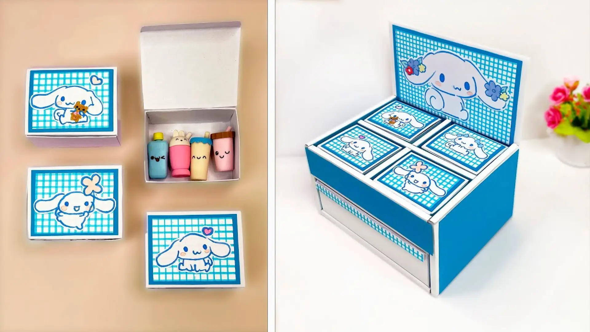 آموزش ساخت کاردستی دخترانه کیوت و کاربردی باکس نظم دهنده لوازم تحریر کیوت و فانتزی با طرح سینامورول کورومی