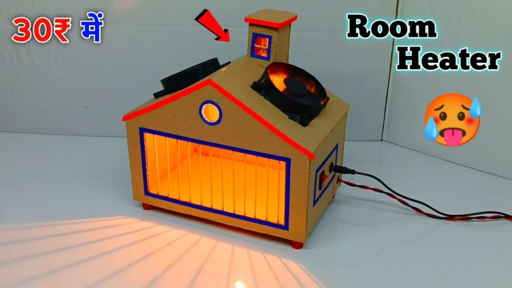 ایده خلاقانه برای ساخت کاردستی هیتر برقی فن دار یا همان بخاری برقی با قابلیت پرتاب باد، با استفاده از مقوا دورریختنی در خانه