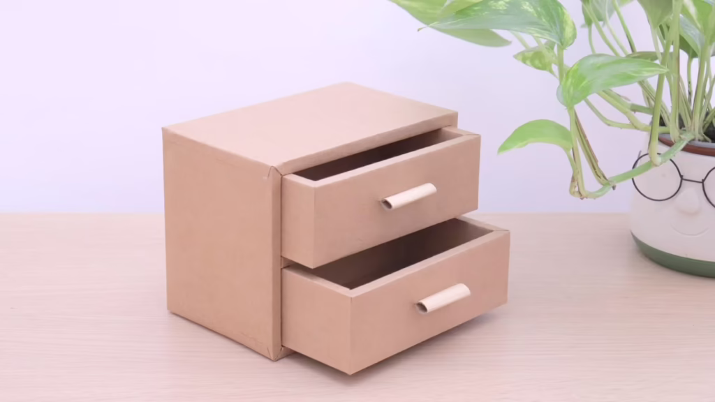 ایده خلاقانه برای ساخت کاردستی دراور رومیزی با استفاده از مقوا دورریختنی در خانه