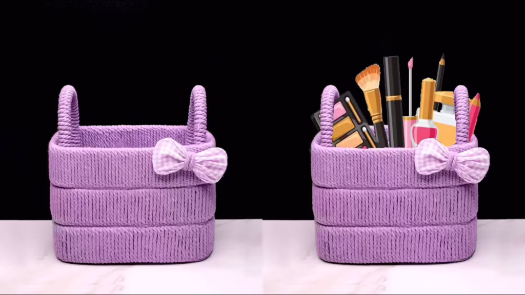 ایده جدید و خلاقانه برای ساخت کاردستی سبد چند منظوره بسیار زیبا و خلاقانه با دبه پلاستیکی دورریختنی در منزل