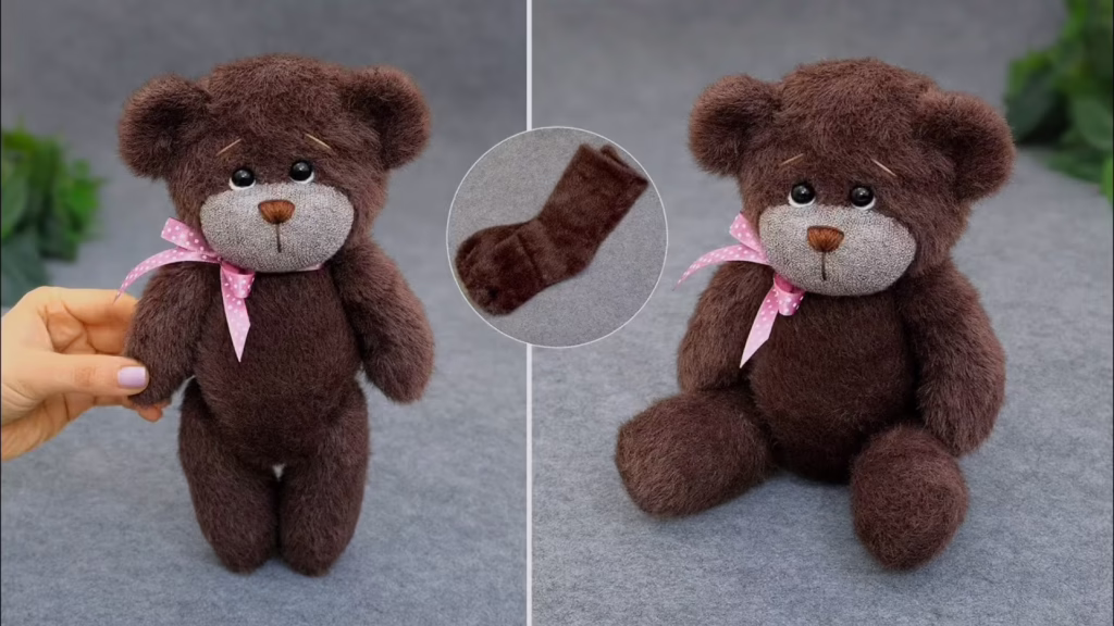 ایده خلاقانه ساخت عروسک خرس خجالتی و کیوت با جوراب در خانه