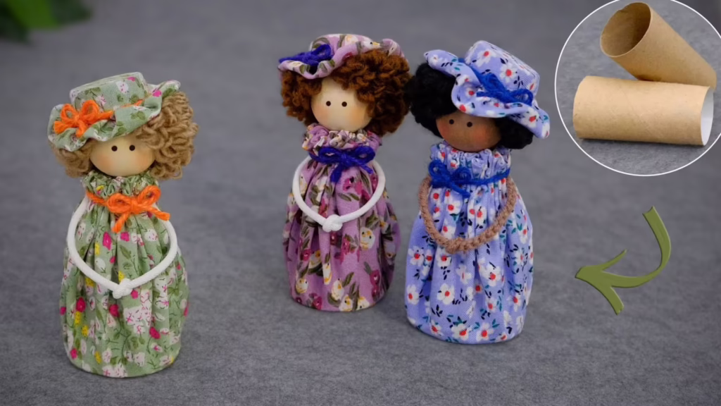 ایده جدید و خلاقانه برای ساخت کاردستی عروسک دختر کلاه دار کیوت و زیبا با استفاده از وسایل دورریختنی در خانه