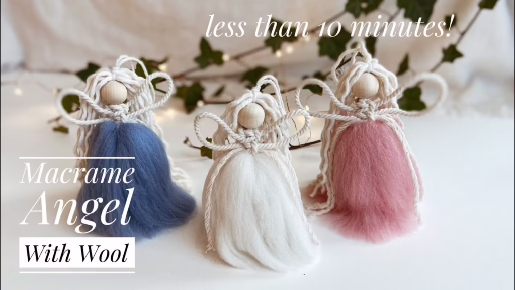 ایده جدید و خلاقانه برای ساخت کاردستی دخترانه عروسک فرشته با نخ مکرومه بافی یا گره بافی در خانه