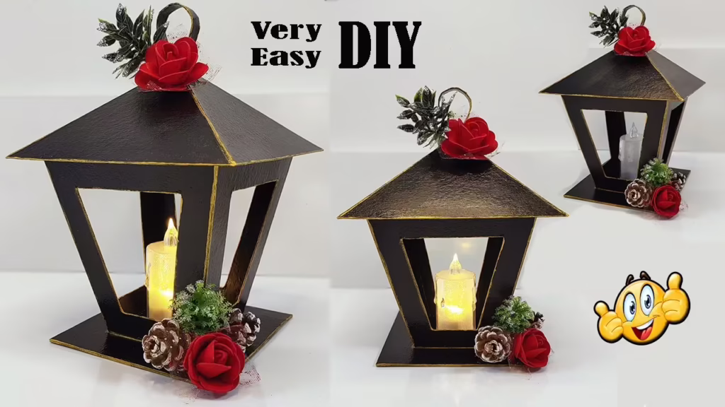 ایده خلاقانه ساخت کاردستی چراغ شمعی تزیینی مدل آنتیک با مقوا در خانه