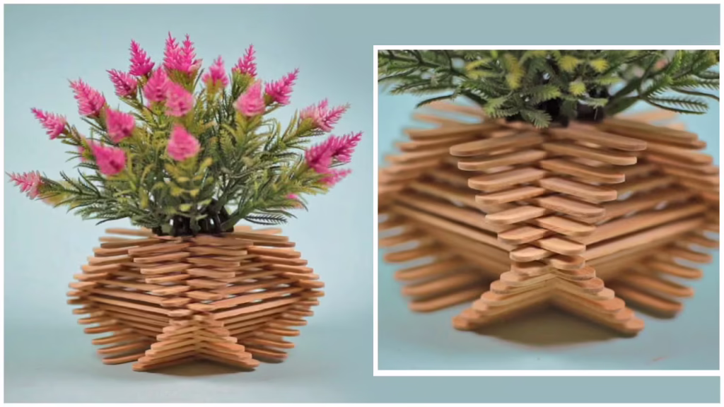 ایده جدید و خلاقانه برای ساخت کاردستی تزیینی زیبا و خلاقانه با استفاده از چوب بستنی ساده در خانه