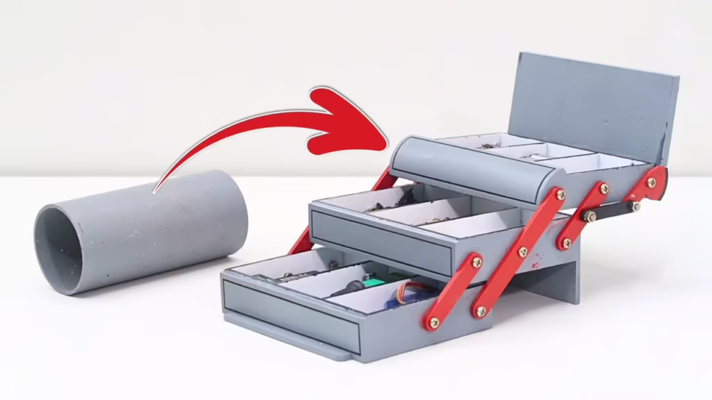 ایده ساخت کاردستی جعبه ابزار حرفه ای و کاربردی با لوله PVC در خانه
