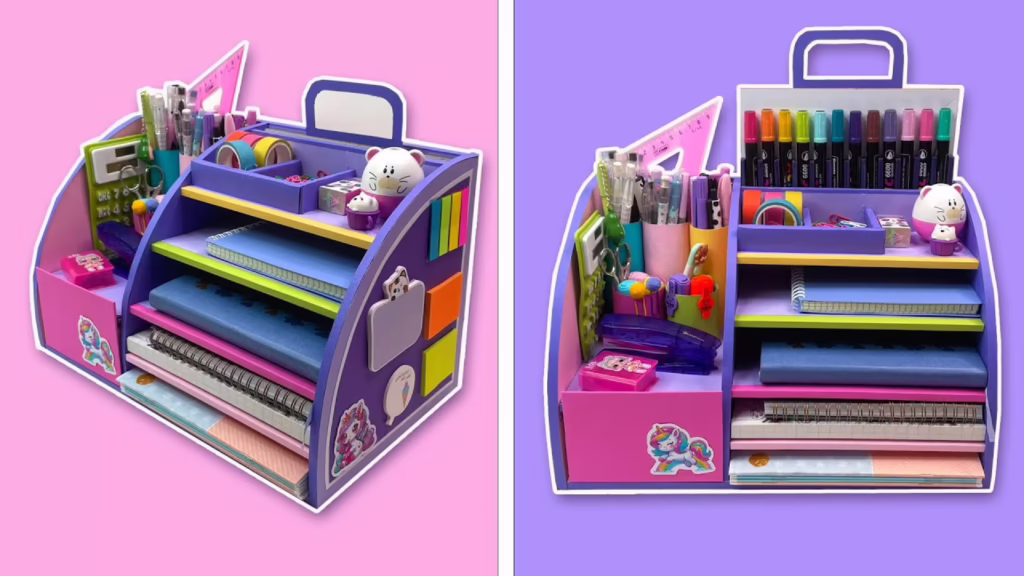 ایده خلاقانه برای ساخت نظم دهنده لوازم تحریر با مقوا