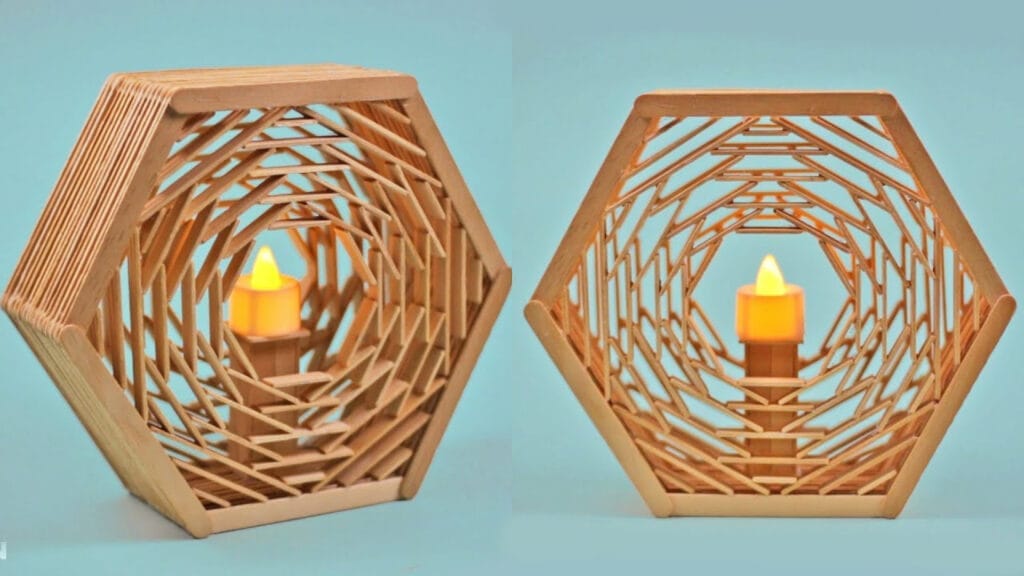 آموزش یک ایده جدید و خلاقانه برای ساخت کاردستی جاشمعی زیبا با چوب بستنی ساده