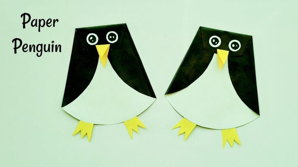 آموزش ساخت کاردستی پنگوئن کاغذی ساده و آسان با کاغذ رنگی