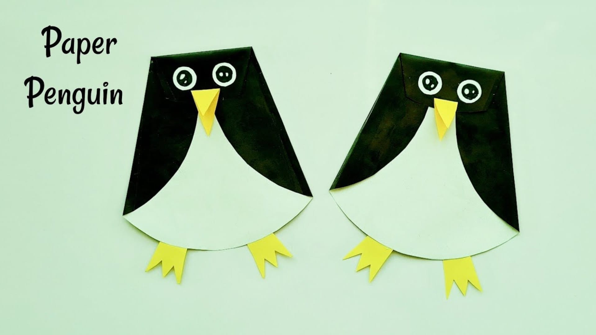 آموزش ساخت کاردستی پنگوئن کاغذی ساده و آسان با کاغذ رنگی