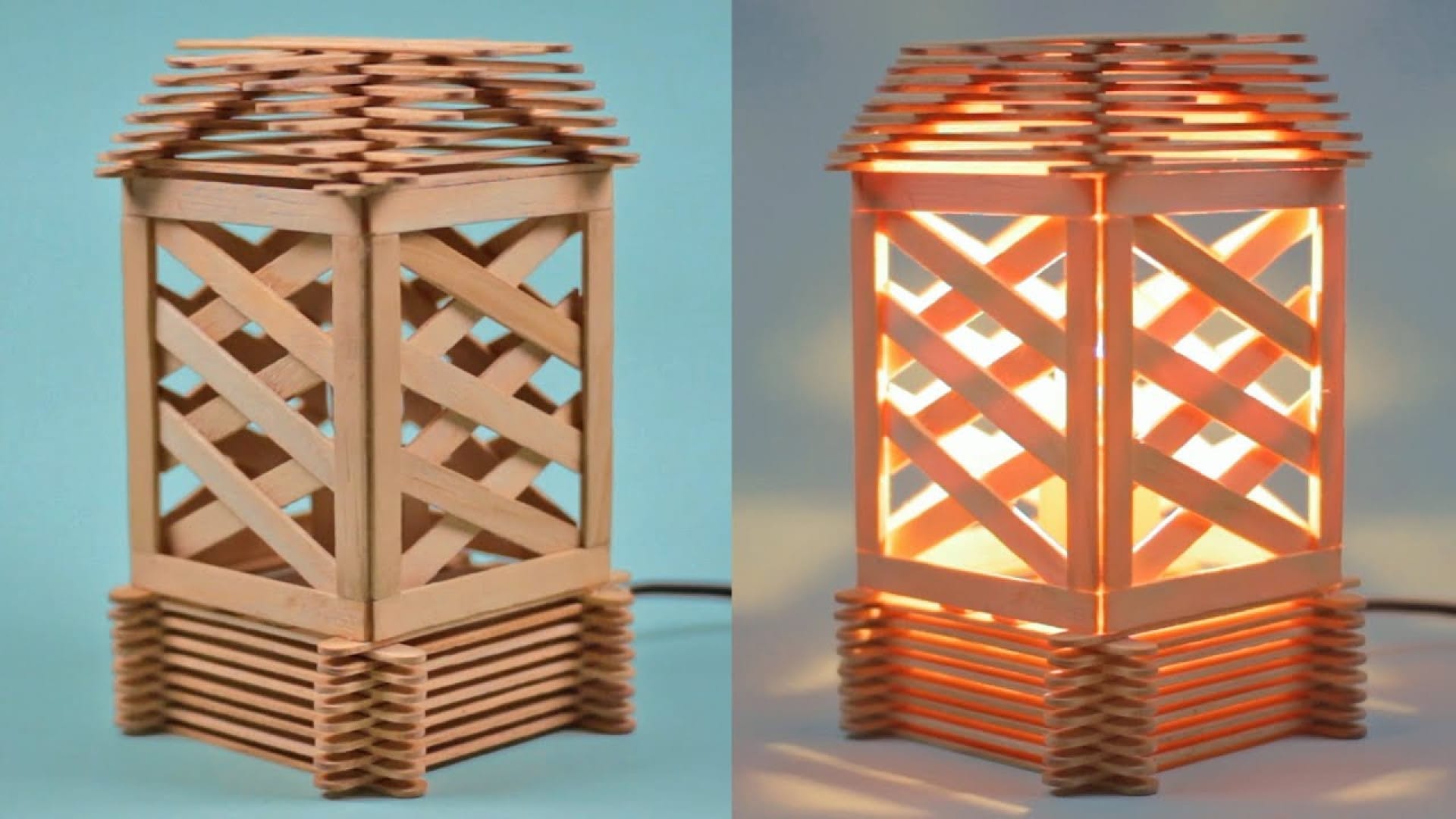 آموزش ساخت کاردستی چراغ رومیزی زیبا و خلاقانه با چوب بستنی ساده در خانه