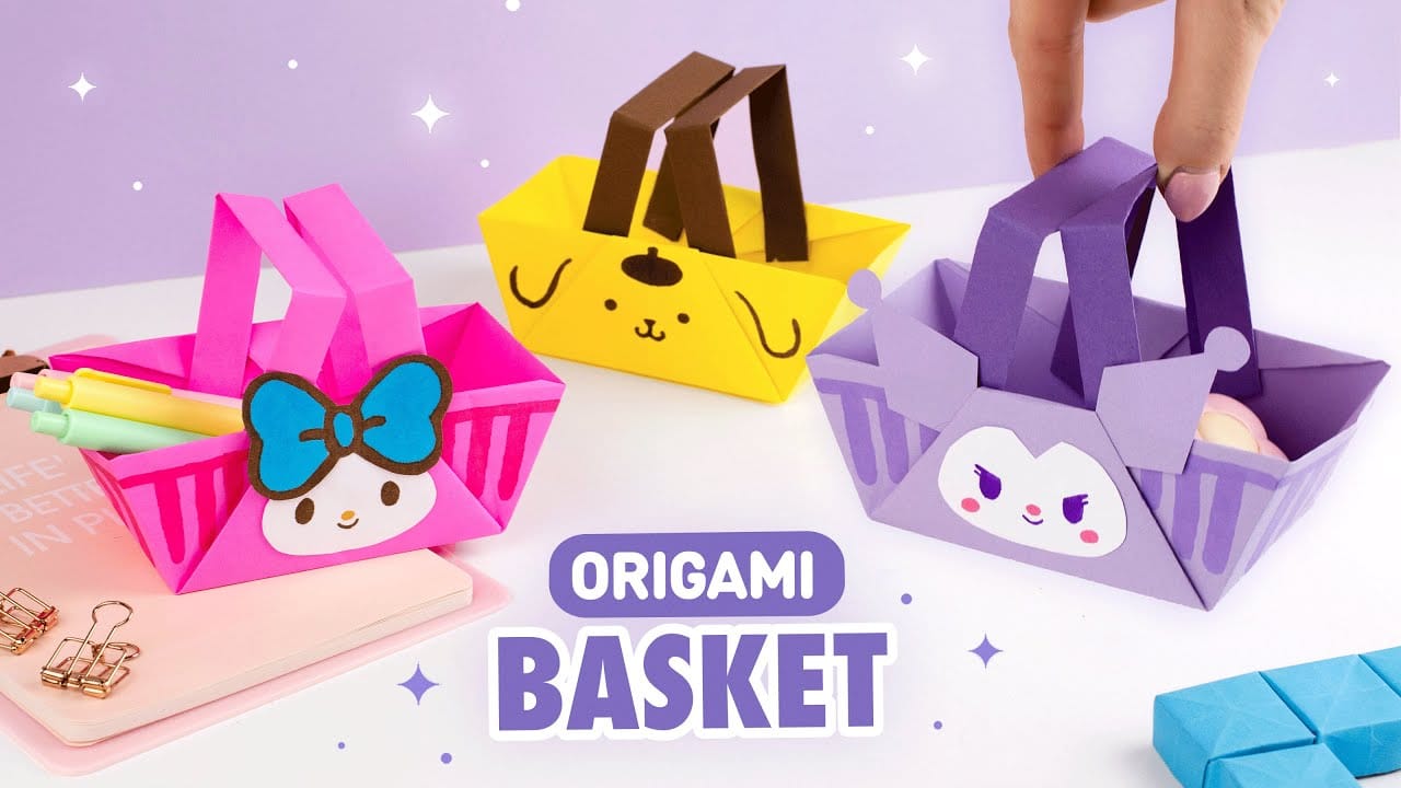 آموزش ساخت اوریگامی سبد کرومی و ملودی با کاغذ رنگی