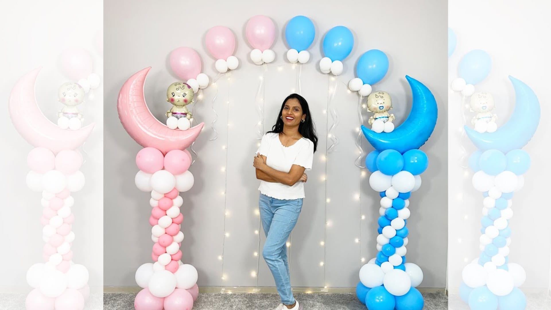 آموزش بادکنک آرایی کودکانه و آسان با بادکنکهای صورتی و آبی در خانه