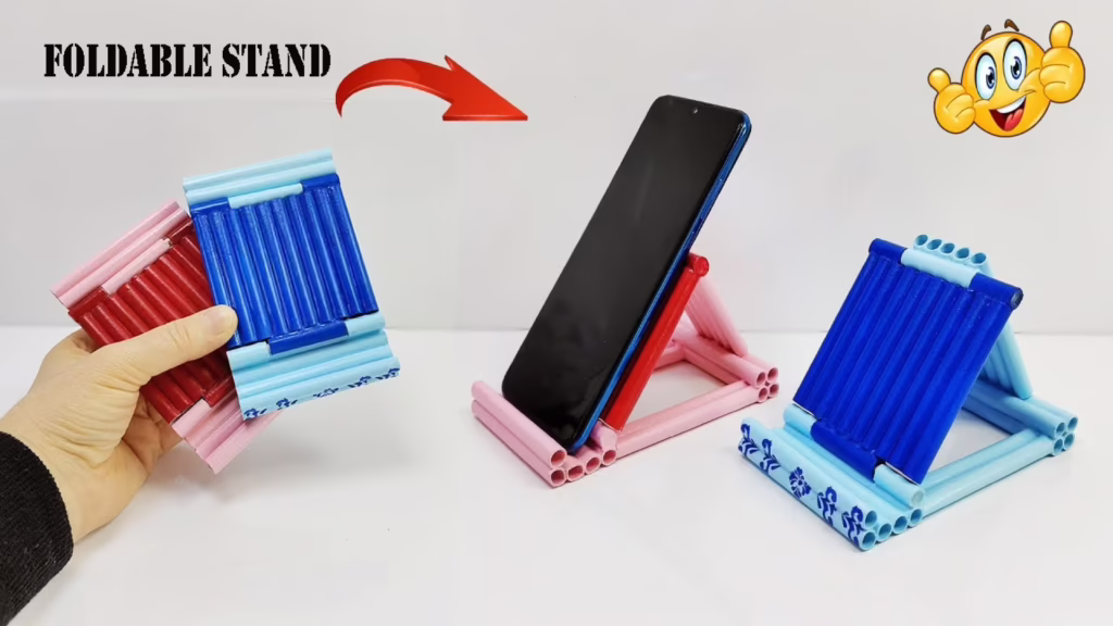 آموزش روش ساخت یک کاردستی هولدر موبایل زیبا با قابلیت تاشوندگی با استفاده از کاغذ باطله در خانه