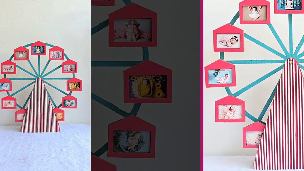 ایده جدید و خلاقانه برای ساخت کاردستی آلبوم عکس طرح چرخ و فلک با مقوا در خانه