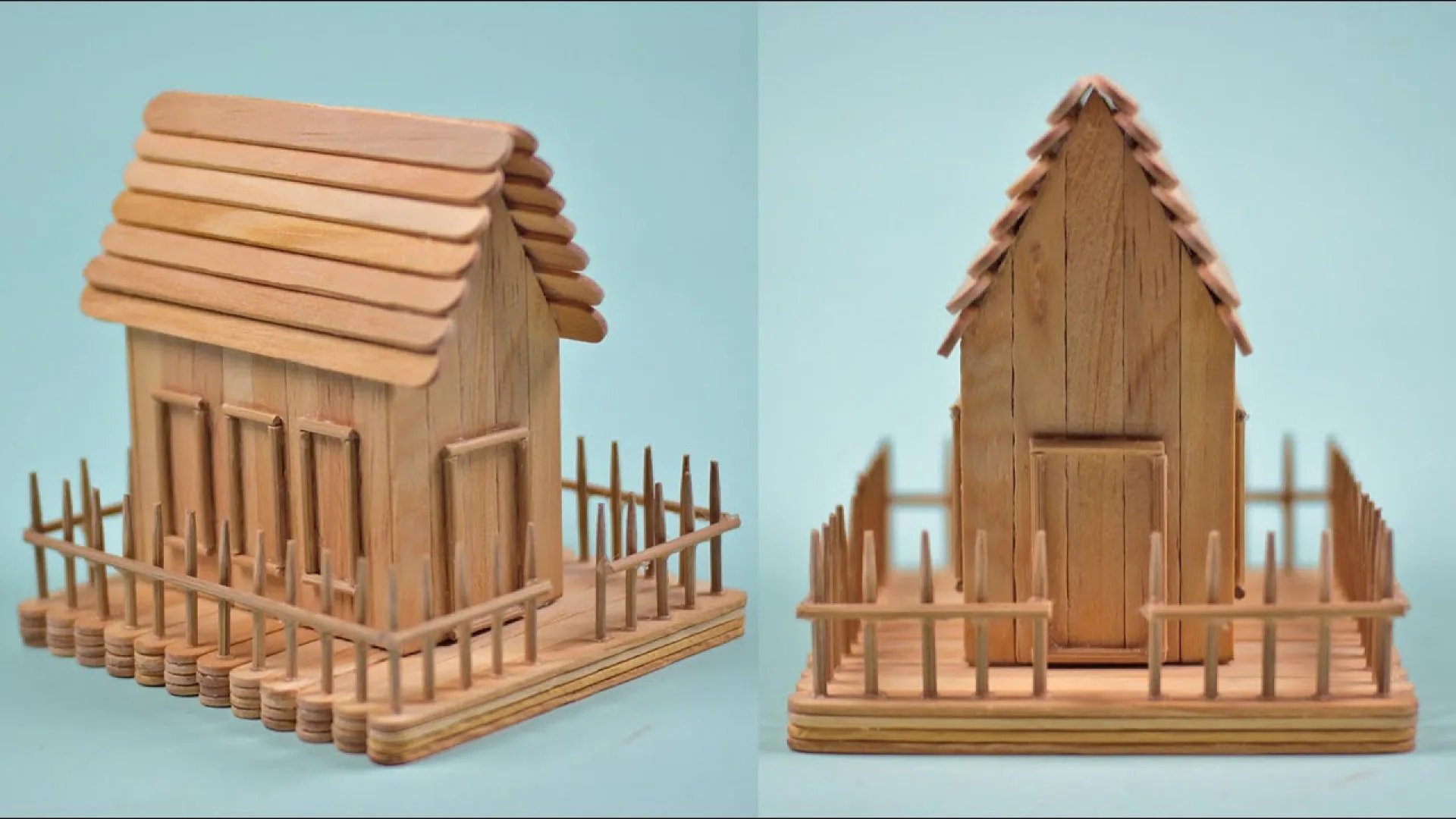 ایده خلاقانه برای ساخت کاردستی خانه چوبی زیبا با استفاده از چوب بستنی ساده در منزل