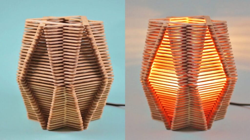 آموزش ساخت کاردستی چراغ خواب زیبا و خلاقانه با چوب بستنی ساده در منزل