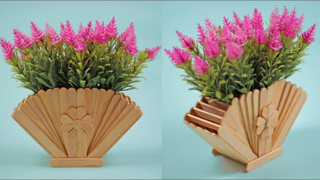ویدیو آموزش ساخت گلدان تزیینی رومیزی با چوب بستنی ساده در خانه