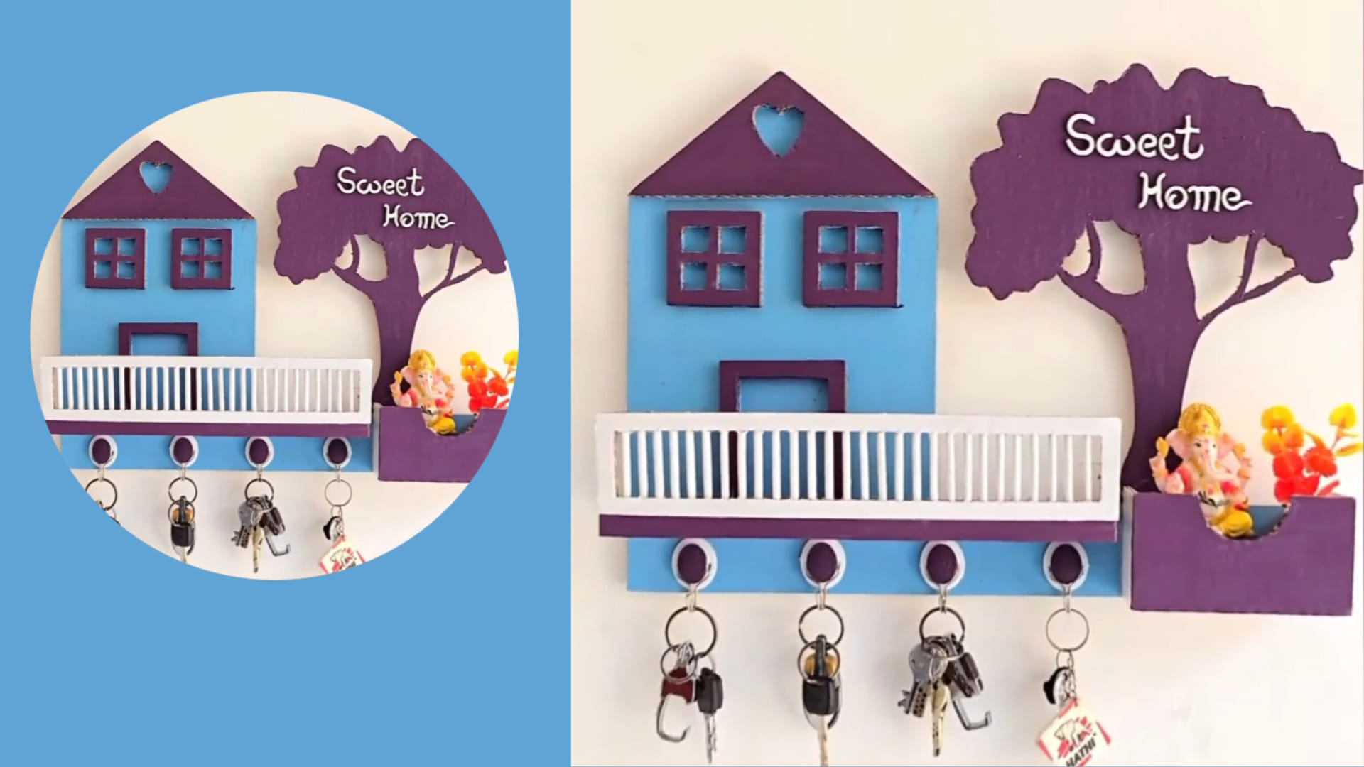 آموزش مرحله به مرحله ساخت کاردستی جاکلیدی زیبا دیواری با مقوا در خانه