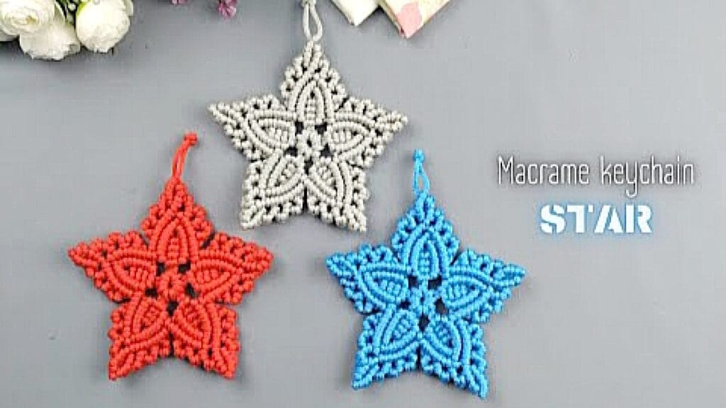 آموزش بافت جاکلیدی ستاره پنج سر با نخ مکرومه بافی