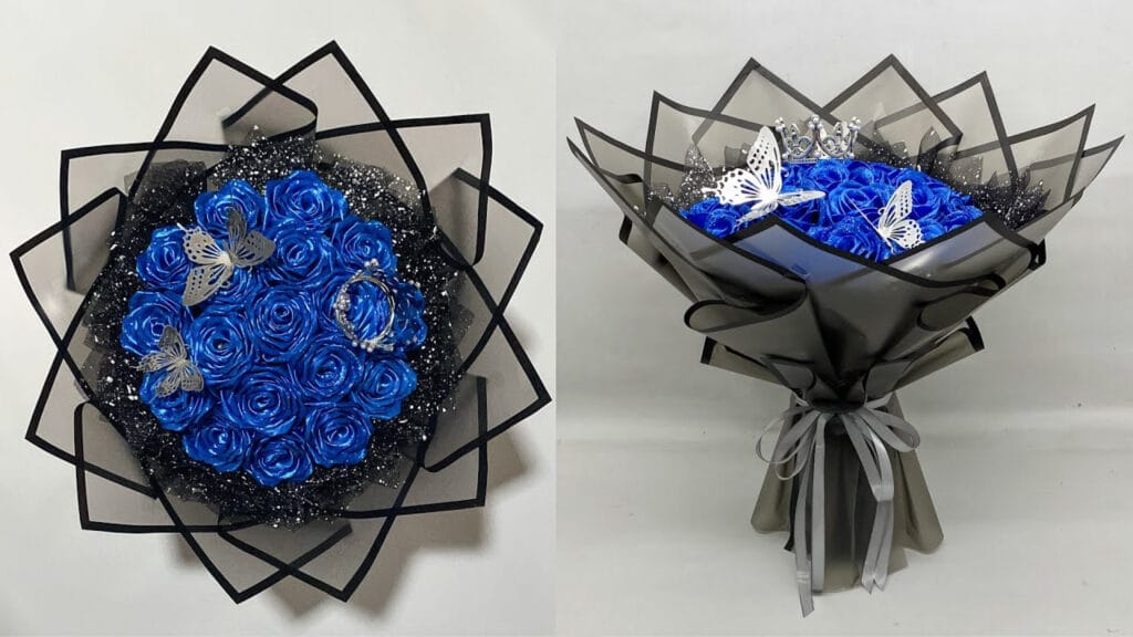آموزش ساخت دسته گل رز با روبان برای مراسم خواستگاری