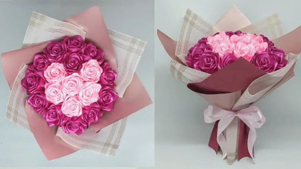 آموزش ساخت دسته گل رز با روبان ساتن در خانه