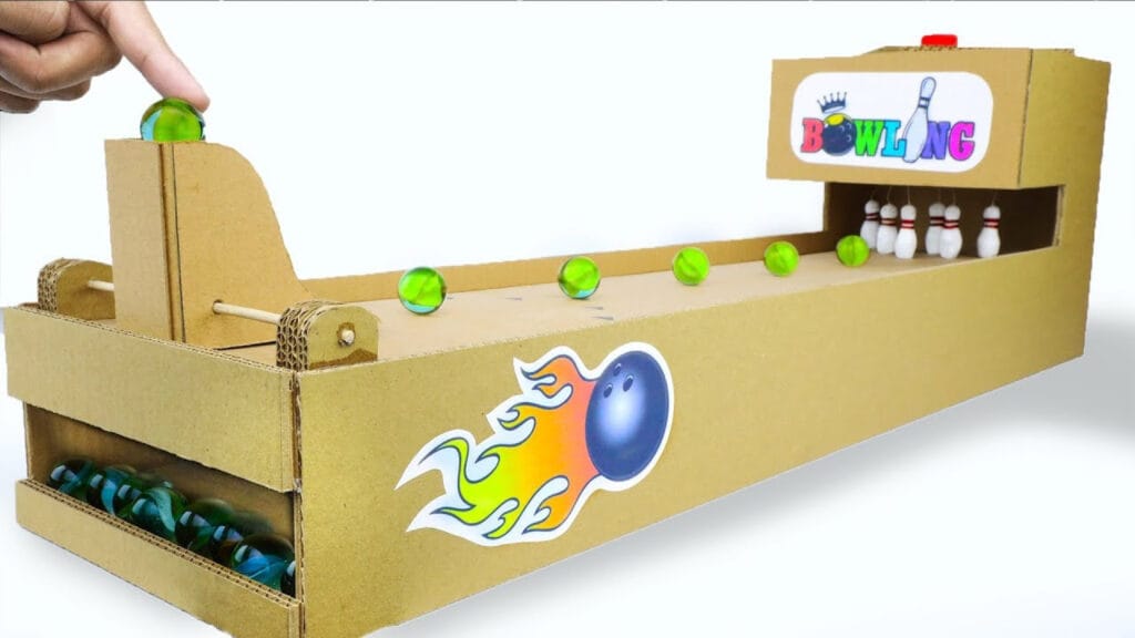 آموزش ساخت کاردستی بازی بولینگ رومیزی با مقوا بازیافتی