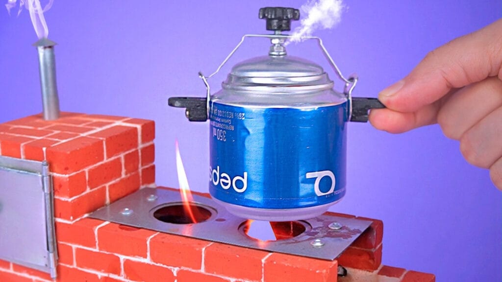 آموزش ساخت کاردستی خلاقانه زودپز مینیاتوری با بازیافت قوطی نوشابه در خانه