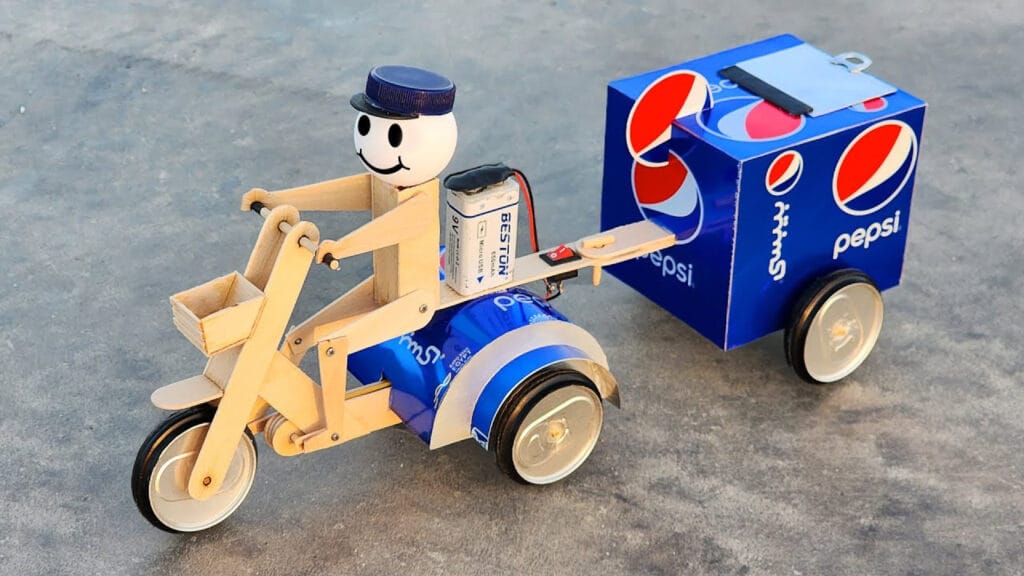 آموزش ساخت کاردستی سه چرخه با استفاده از قوطی نوشابه فلزی دور ریختنی و بازیافتی در خانه