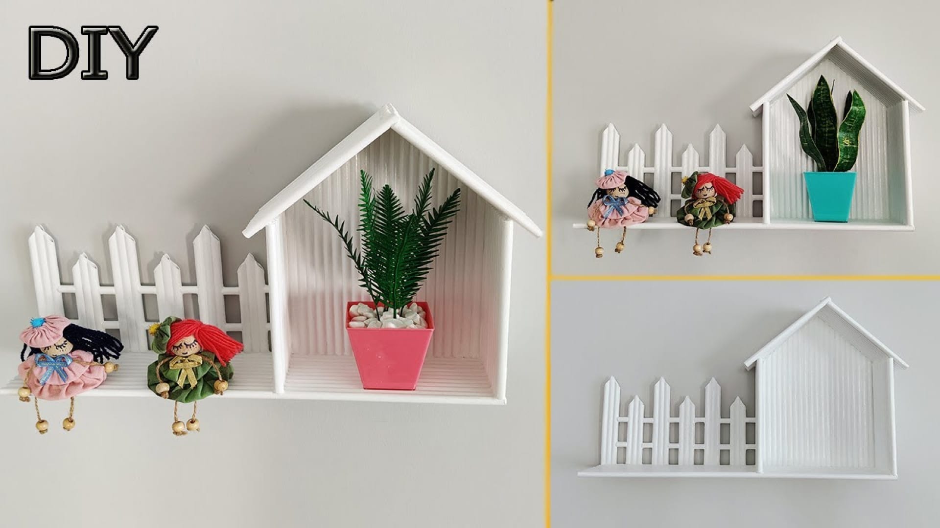 آموزش کاردستی شلف دیواری تزیینی زیبا طرح خانه با کاغذ باطله بازیافتی