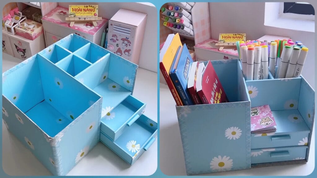 آموزش ساخت کاردستی نظم دهنده رومیزی با مقوا در خانه