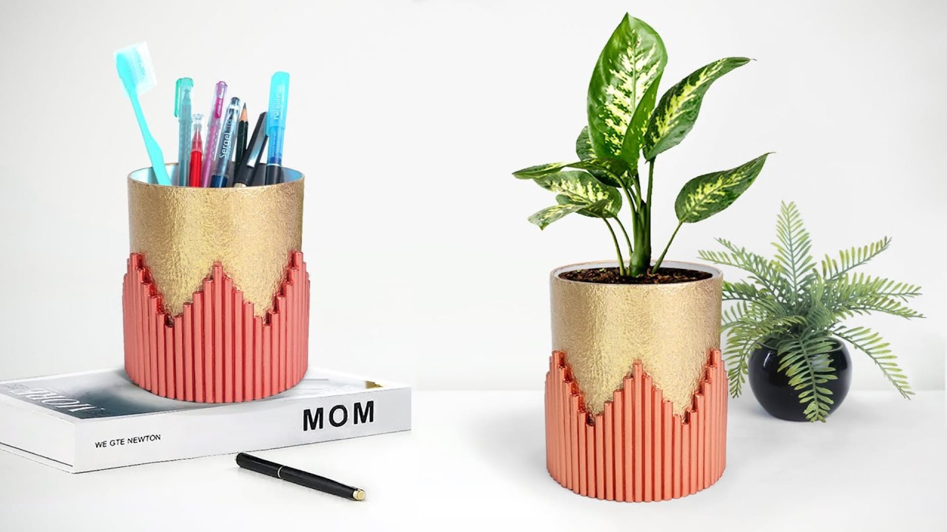 آموزش ساخت گلدان با وسایل دور ریختنی در خانه