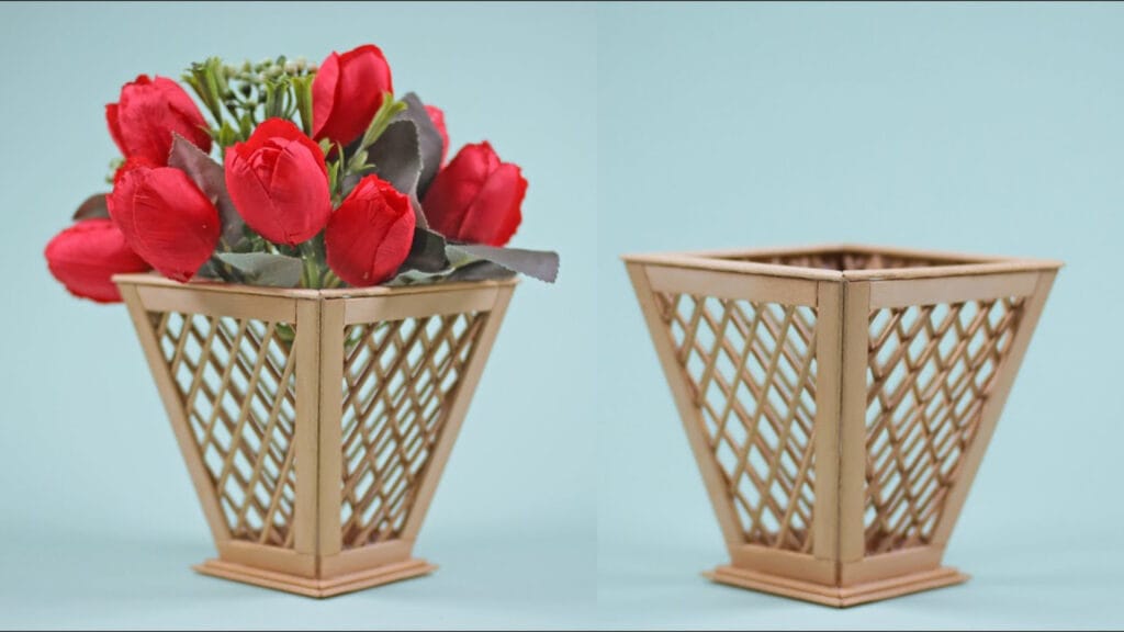 آموزش یک ایده خلاقانه برای ساخت گلدان دکوری با چوب بستنی