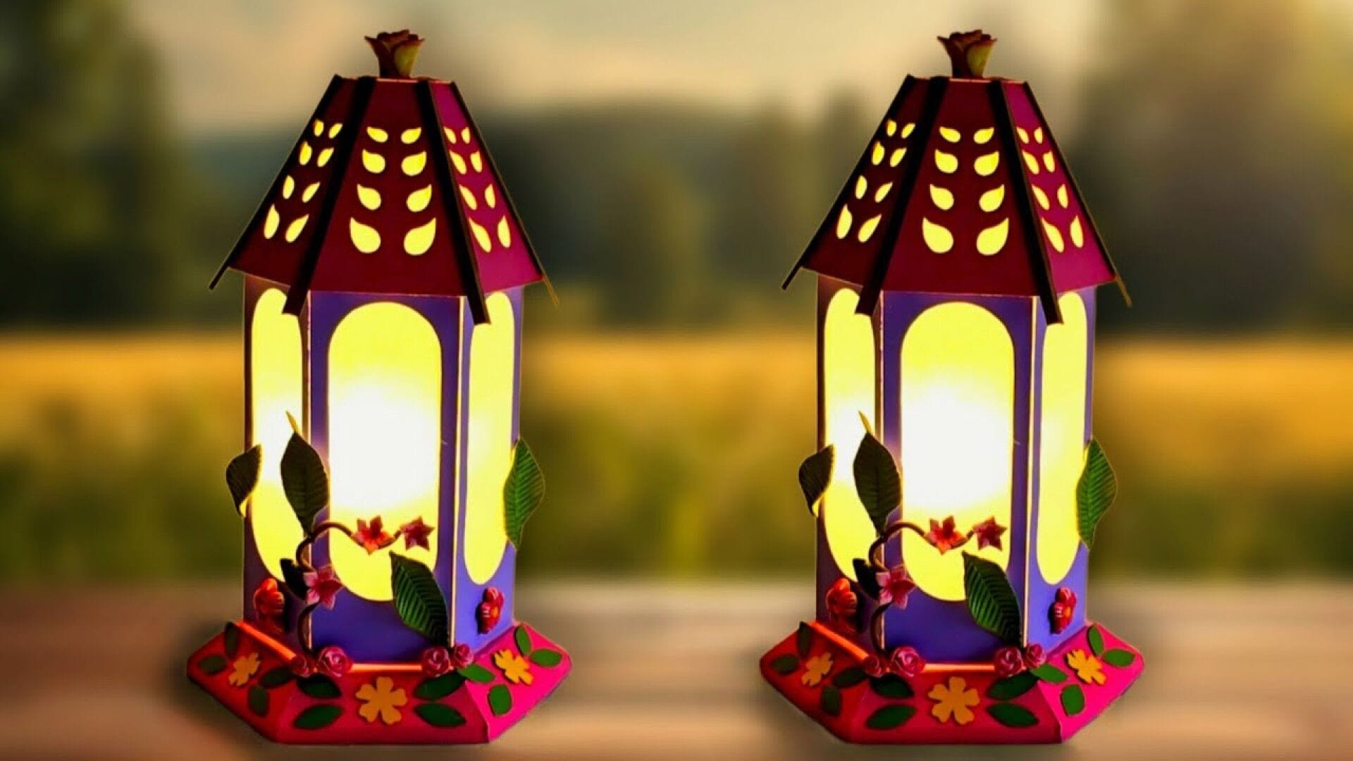 چراغ دکوری دستساز با مقوا و طرحهای هندسی