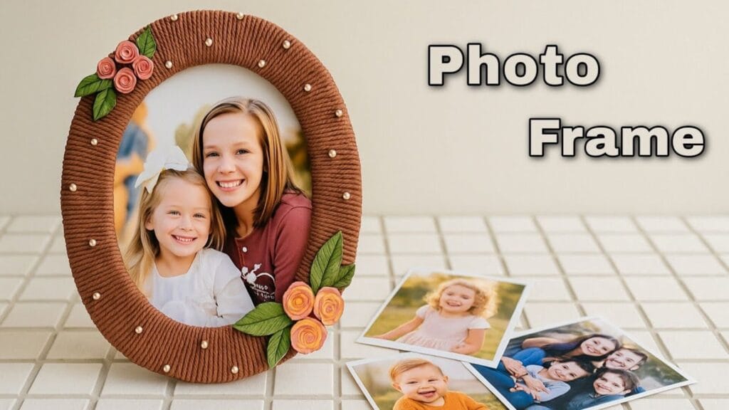 آموزش ساخت قاب عکس رومیزی با مقوا و گل‌های دست‌ساز