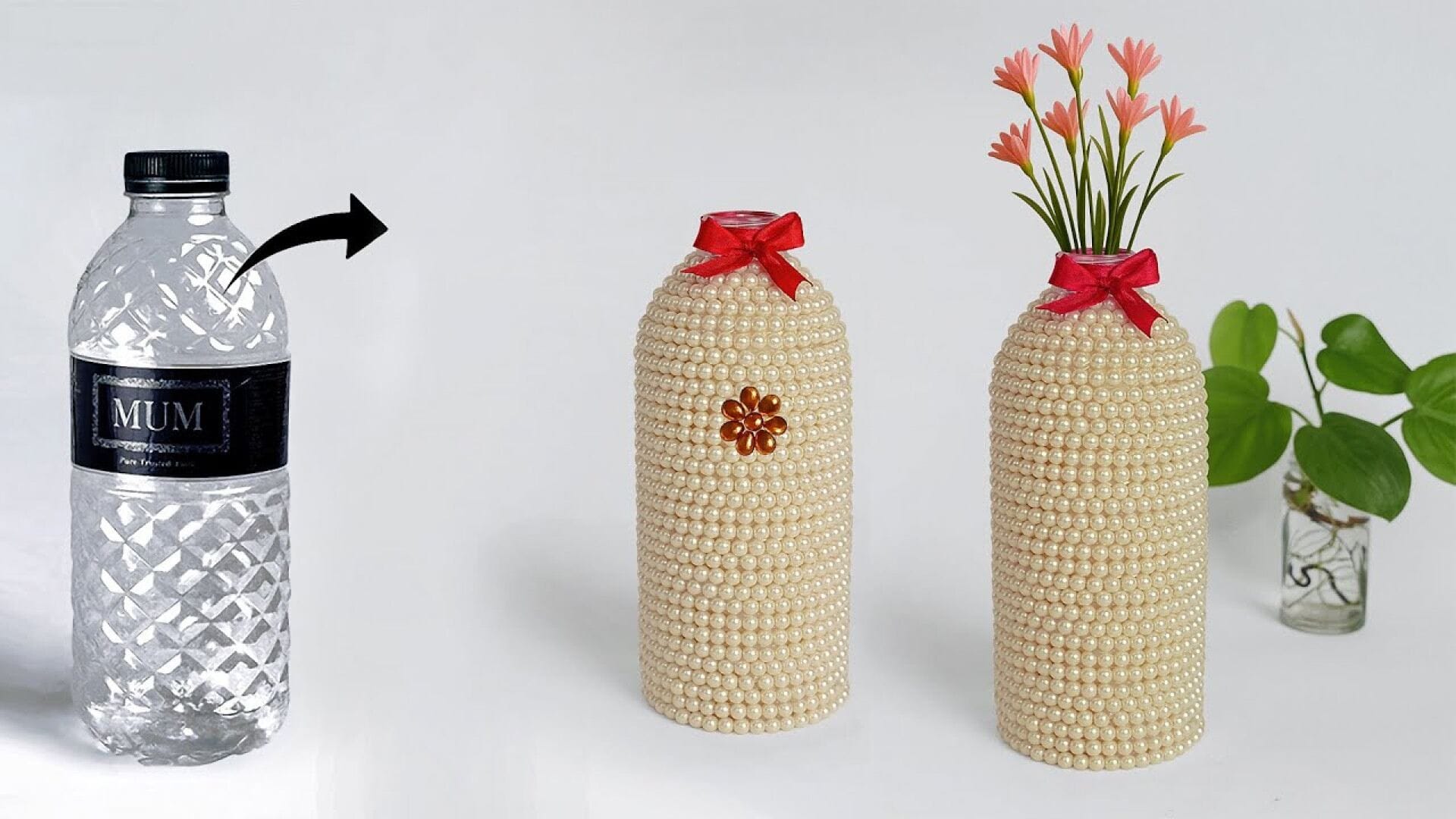 آموزش ساخت گلدان زیبا با بطری پلاستیکی و تزیین با مروارید