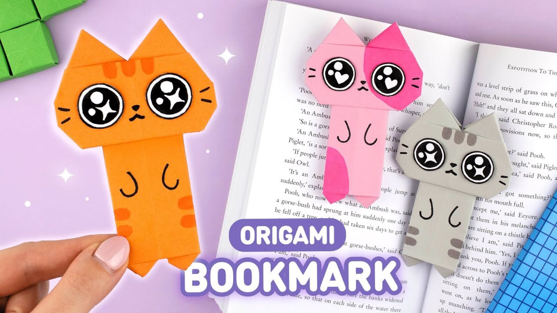 ساخت اوریگامی نشانک گربه؛ آموزش ساخت اوریگامی بوک مارک به شکل گربه کیوت