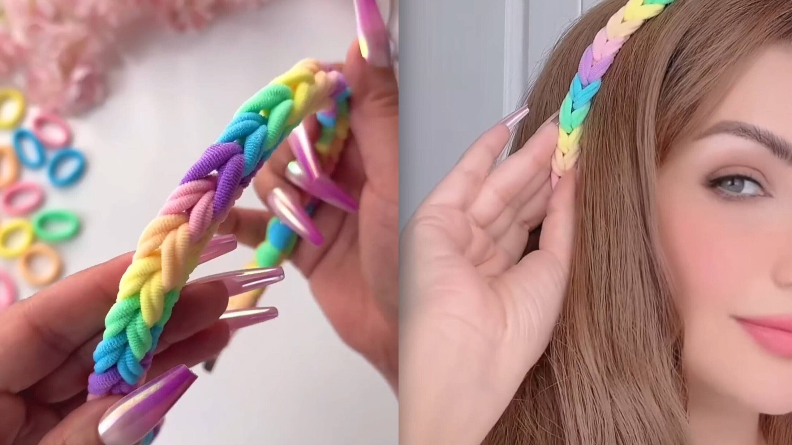 آموزش ساخت تل موی رنگین‌کمانی با کش موی رنگی، DIY جذاب و ترند