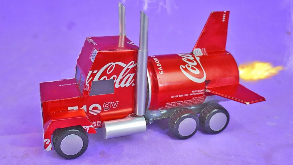 ساخت کامیون موشکی با قوطی نوشابه | کاردستی بازیافتی خلاقانه