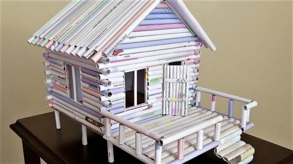 آموزش ویدیو ساخت کلبه کاغذی زیبا با وسایل دور ریختنی