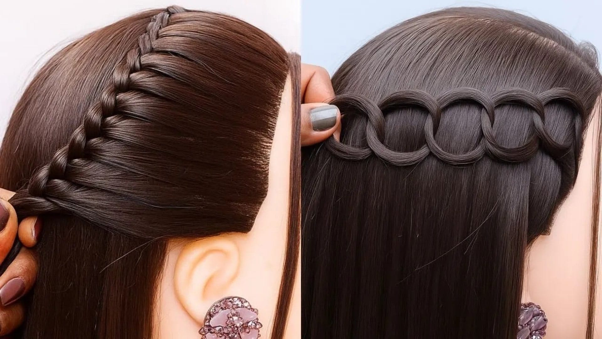 ویدیو آموزش 2 مدل بافت مو آسان و شیک دخترانه با بافت کناری و حلقه‌ای