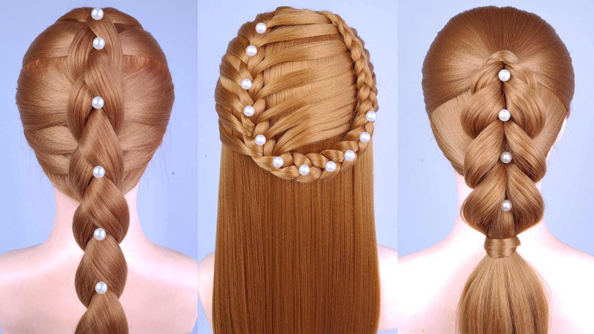 آموزش 3 مدل بافت مو آسان با مروارید سفید برای موهای بلند